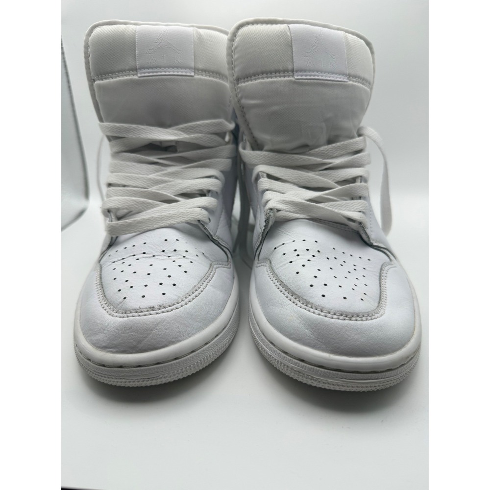 Nike Air Jordan 1 Mid Triple White Leather Sneakers 554724-130 Mens Size 8 - Picture 6 of 12